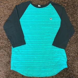 DC Teal and Black Green Striped Raglan Shirt